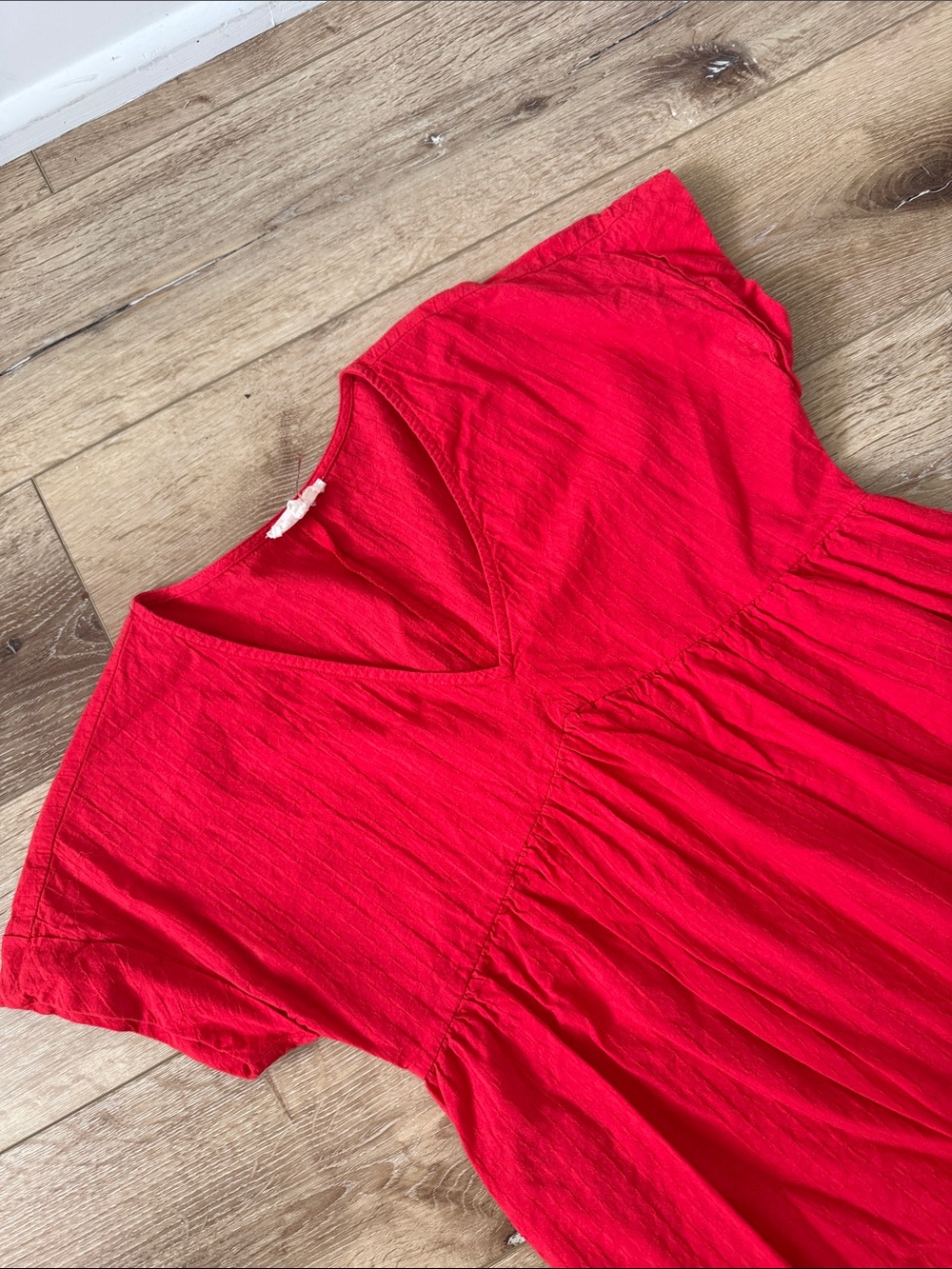 entro Vibrant Red V-Neck Babydoll Mini Dress - Picture 3 of 6